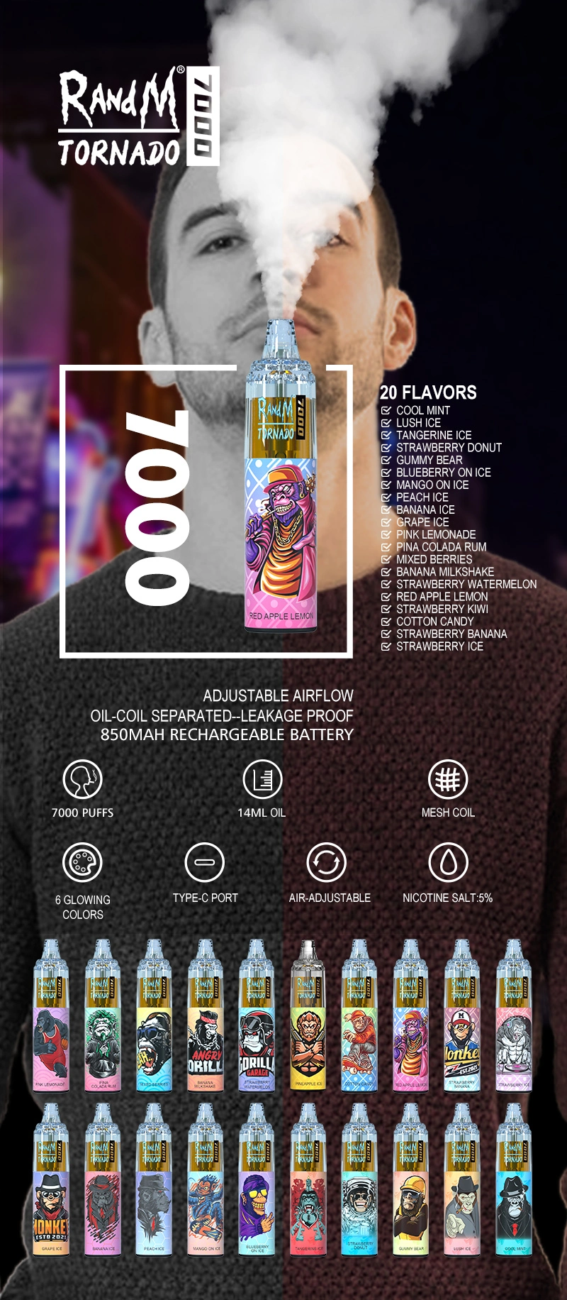 Randm Tornado 7000 Puffs Disposable Vape| Blue razz lemonadeRechargeable Battery Airflow Control Disposable Randm Tornado 7000 Puffs E Cigarette Wholesale I Vape 1 Randm Tornado 7000 Puffs Disposable Vape| Blue razz lemonadeRechargeable Battery Airflow Control Disposable Randm Tornado 7000 Puffs E Cigarette Wholesale I Vape 1