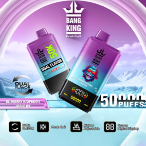 Blueberry Raspberry Grape Ice Bang King 50000 Puffs Disposable Vape offers long-lasting refreshing flavorsBang King 50000 Puffs BlueberryRaspberry GrapeIce