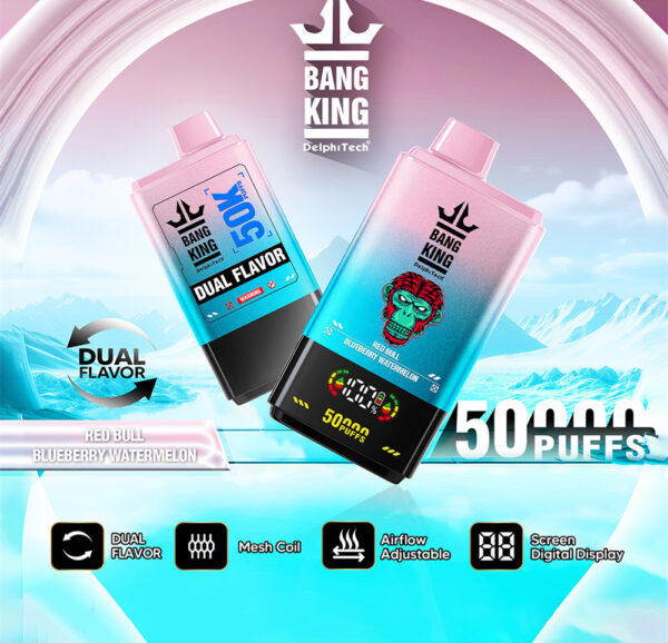 Red Bull and Blueberry Watermelon Flavors Bang King 50000 Puffs Disposable  Vape