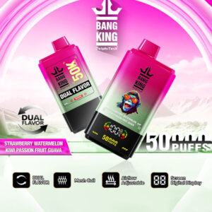 Strawberry Watermelon Kiwi Passion Fruit Guava Bang King 50000 Puffs Vape A tropical fruit blend for a refreshing vape experienceBang King 50000 Puffs StrawberryWatermelon KiwiPassionFruitGuava 800x800