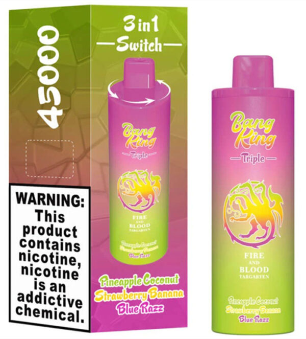 BANG KING 45000 Bouffées Pastèque Red Bull Fraise Kiwi Explosion Fruité Vapebangking45k Ananas Noix de coco Fraise Banane Razz Bleu