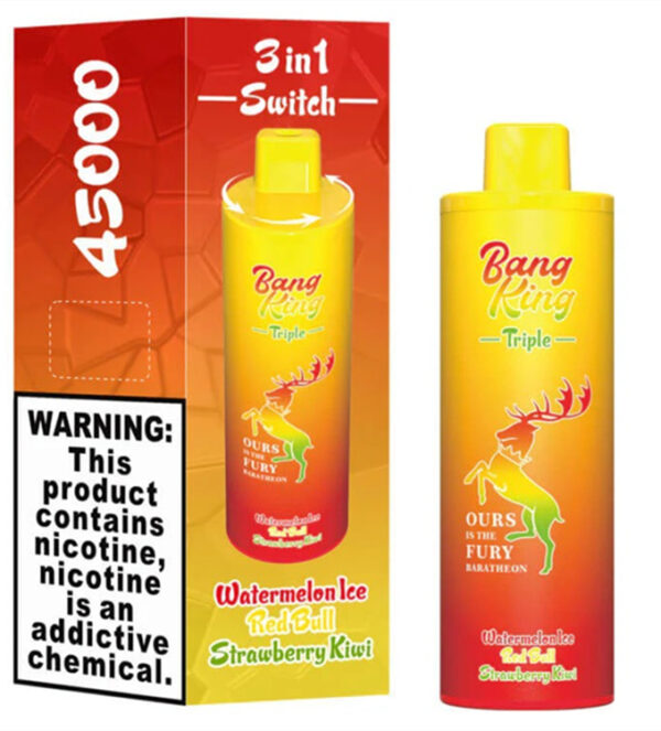BANG KING 45000 Puffs Vandmelon Red Bull Jordbær Kiwi Frugtudbrud Vapebangking45k Vandmelon Red Bull Jordbær Kiwi