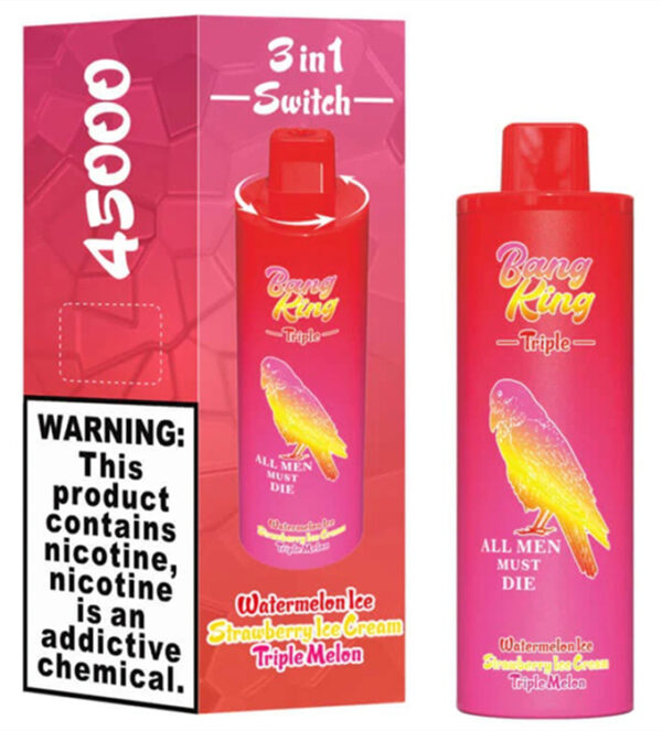 Sigaretta elettronica BANG KING 45000 Puffs con gusti Watermelon,  Strawberry Ice Cream e Triple Melon a lunga durata, usa e getta