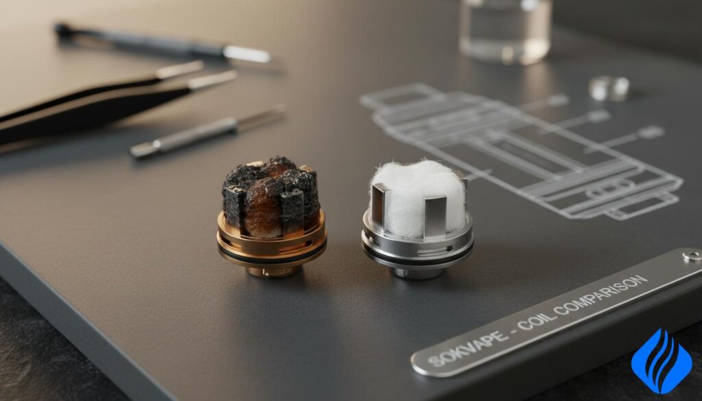 What Does a Burnt Vape Look Like Inside? (Full Visual Guide & Fixes)healthy vs burnt vape coil comparison sokvapeSOKVAPE.COM What Does a Burnt Vape Look Like Inside? (Full Visual Guide & Fixes)healthy vs burnt vape coil comparison sokvape